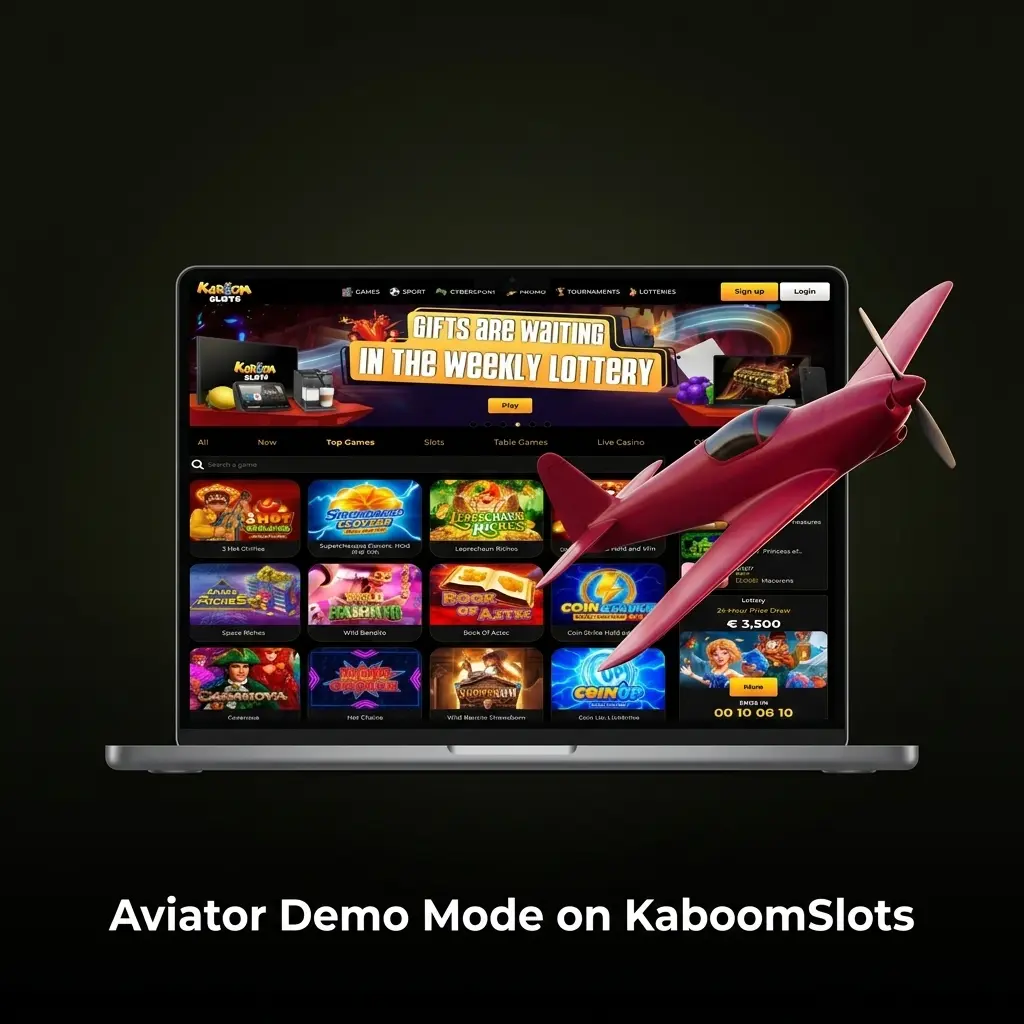 Aviator demo mode on KaboomSlots showing virtual gameplay with Auto Bet and Auto Cash Out features