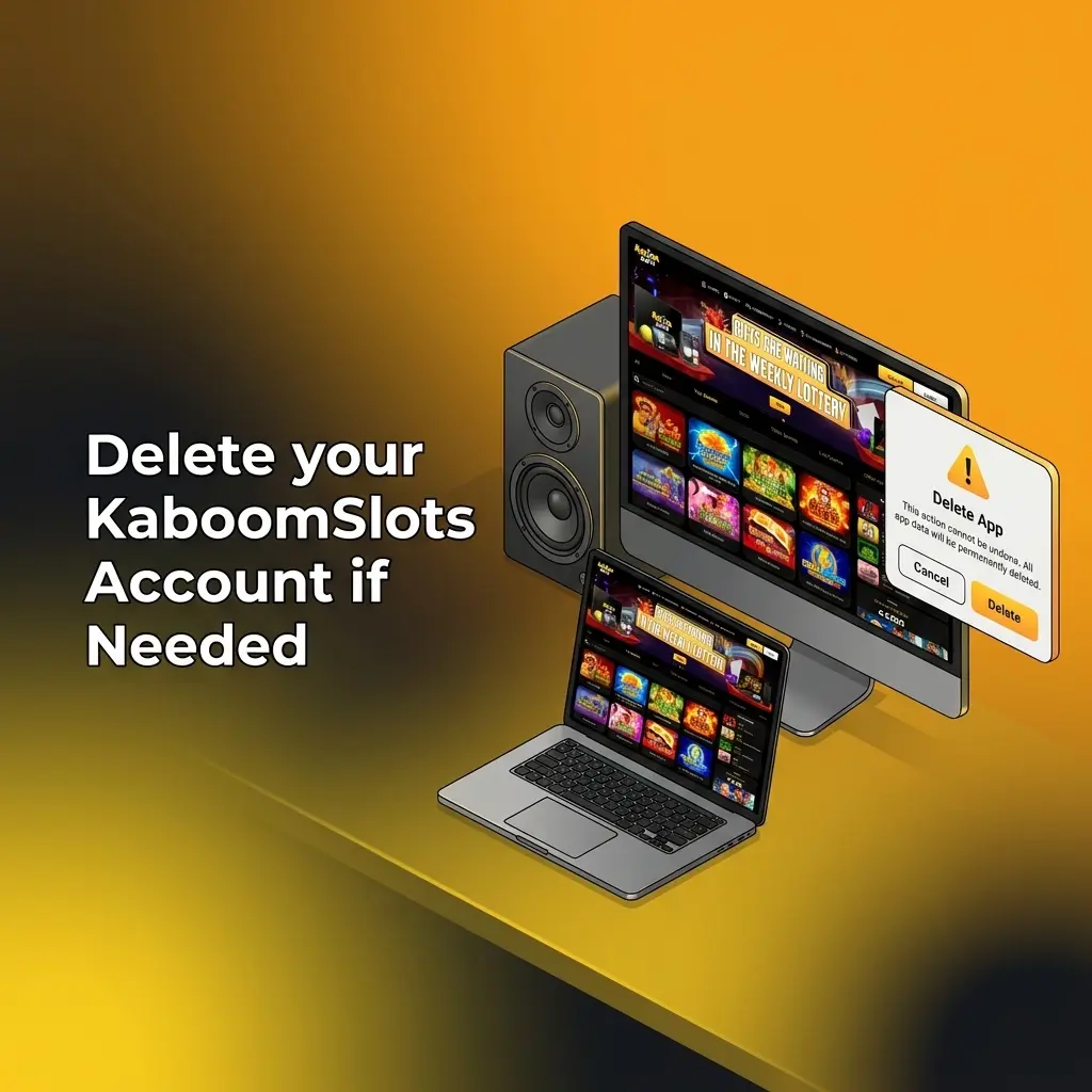 KaboomSlots account deletion options including time-out, self-exclusion, and permanent closure via responsible gambling settings