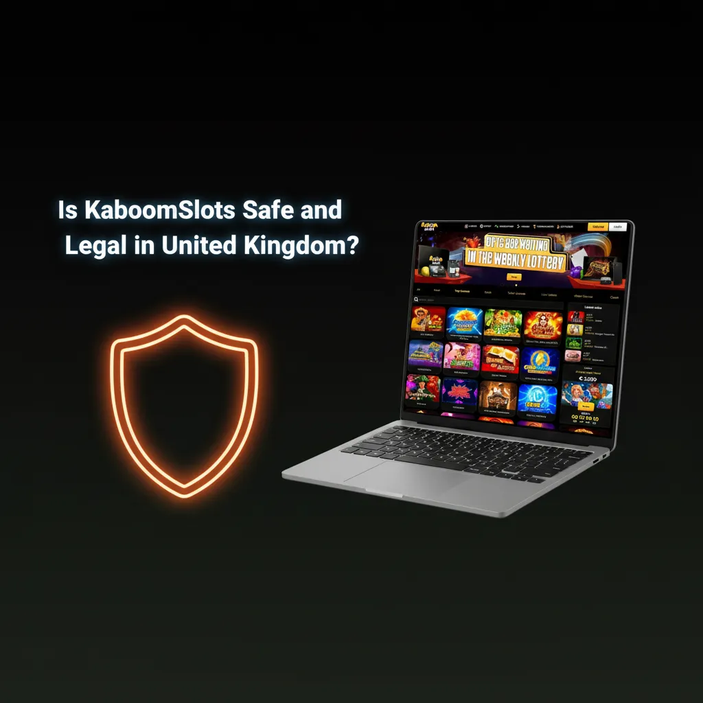 Graphic on KaboomSlots' UK legality: licence, privacy policy, responsible gaming, and public register verification.