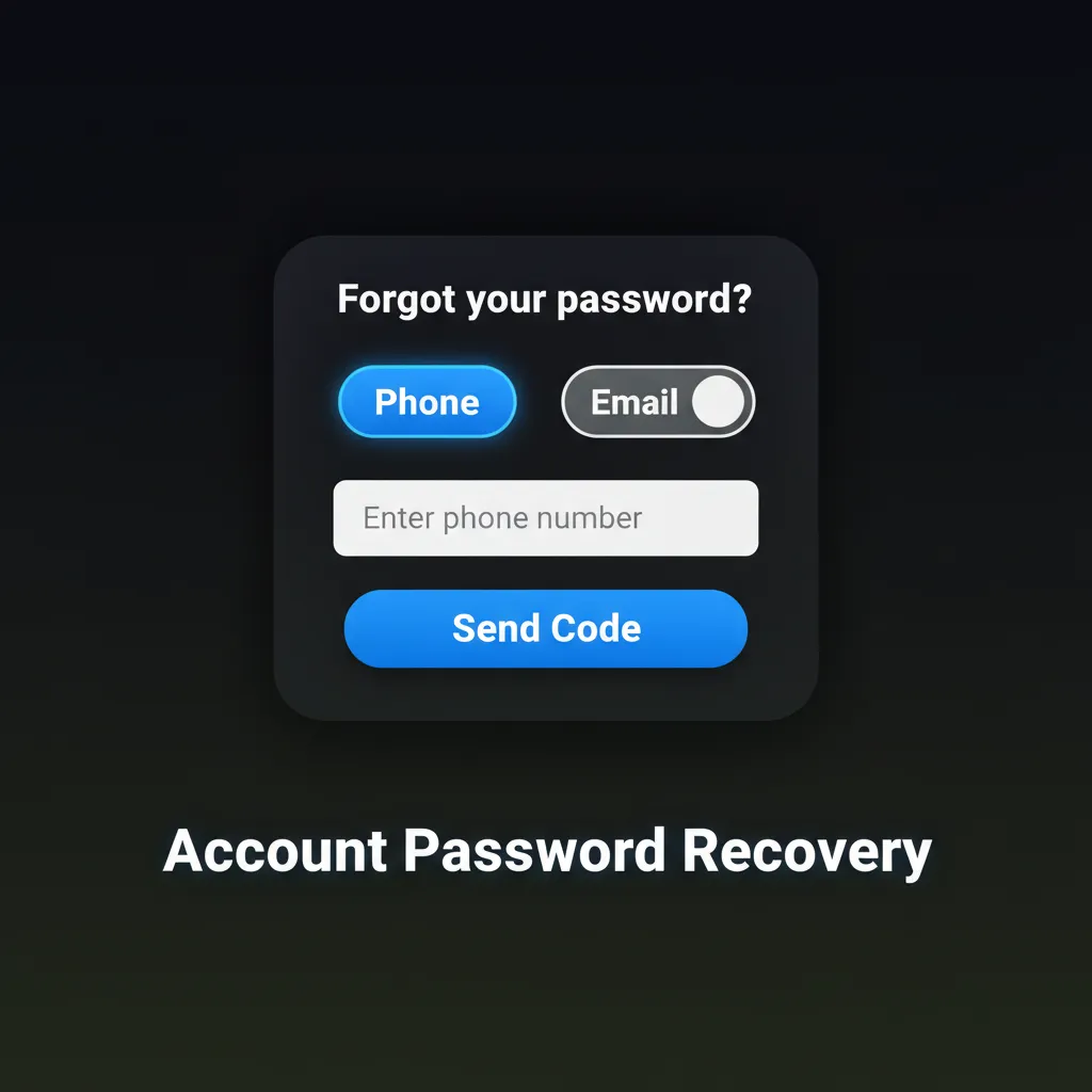 Screen with 'Forgot your password?' and steps to reset via email or phone link/code and set a new password.