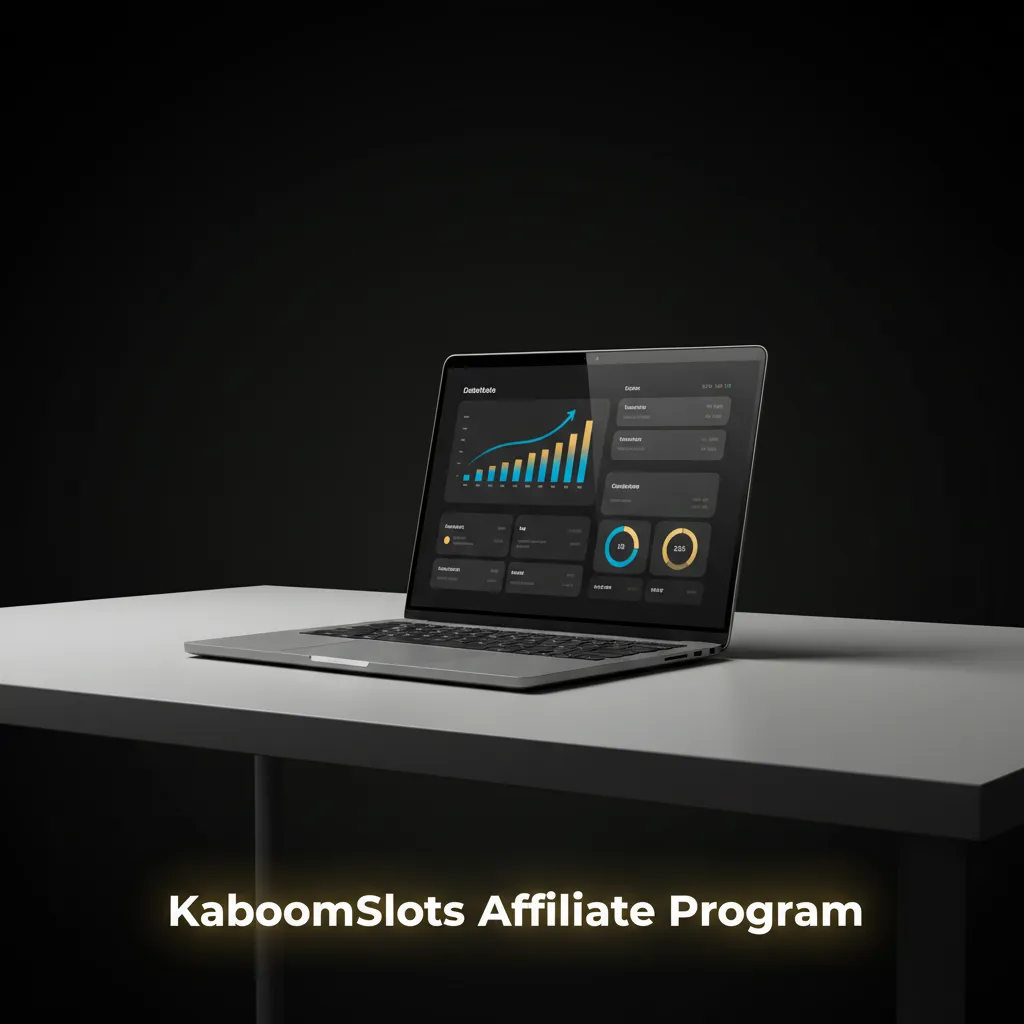 KaboomSlots Affiliate Program promo graphic with revenue share, deals, transparent reports, timely payments, manager support