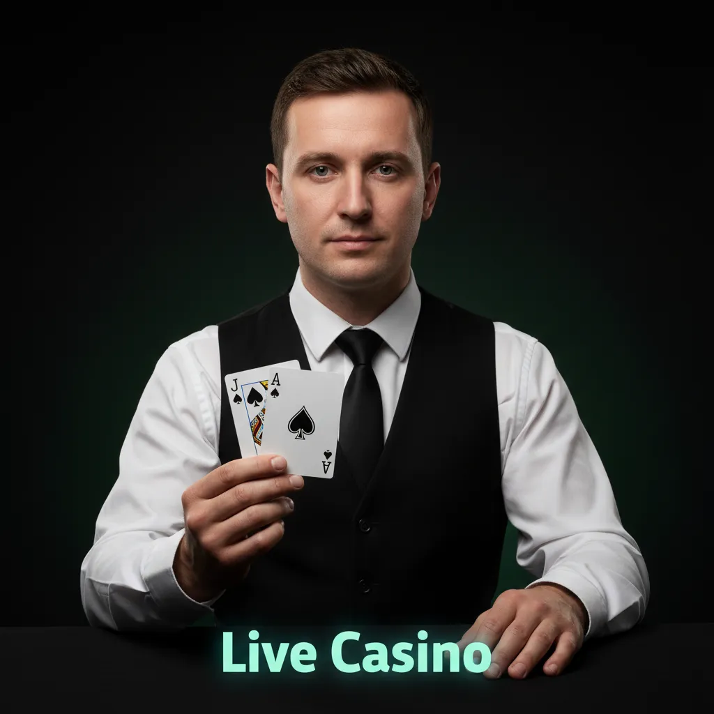 Live Casino with real dealers streaming roulette, blackjack, baccarat, game shows, and casino poker with chat and side bets.