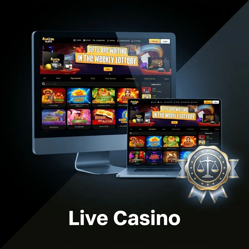 Live casino studio with real dealers at roulette, blackjack, and baccarat tables streamed in real time