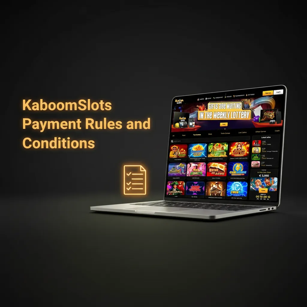 KaboomSlots UK payment rules: ID verification, name match, withdraw to deposit method, no credit cards, finish wagering.