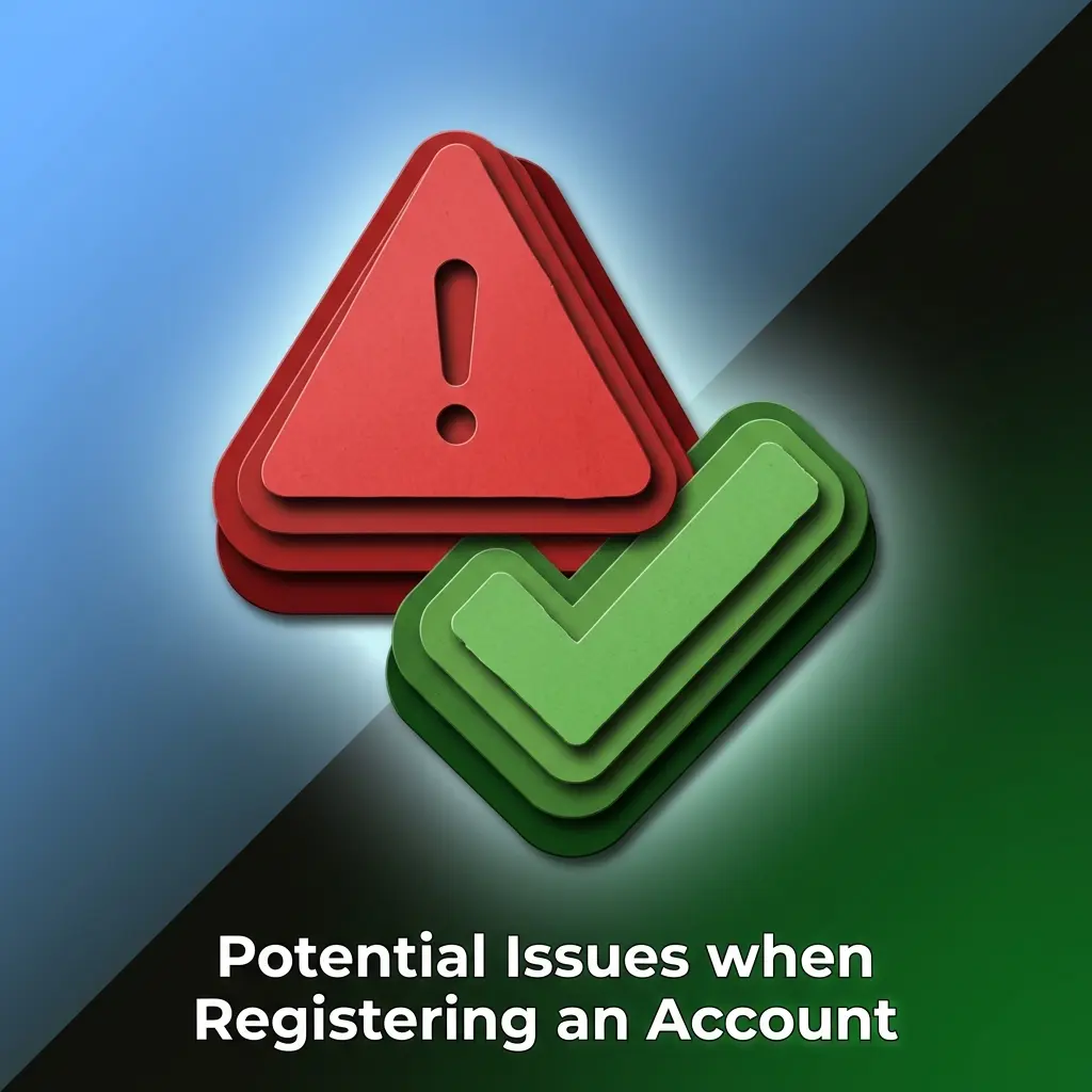 Person encountering common account registration issues with fixes for email, address, documents, duplicates, and payment problems.