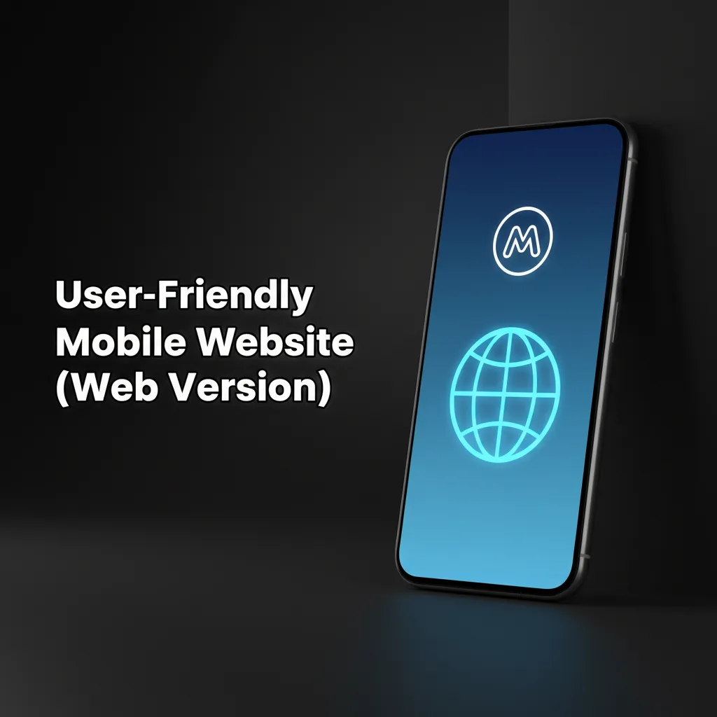 Mobile site showing desktop-like features: fast, no download, payments, games, support on Android and iOS.