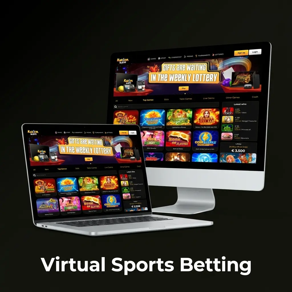 Virtual sports betting options including football, horse racing, greyhounds and tennis with RNG-driven results and quick animations
