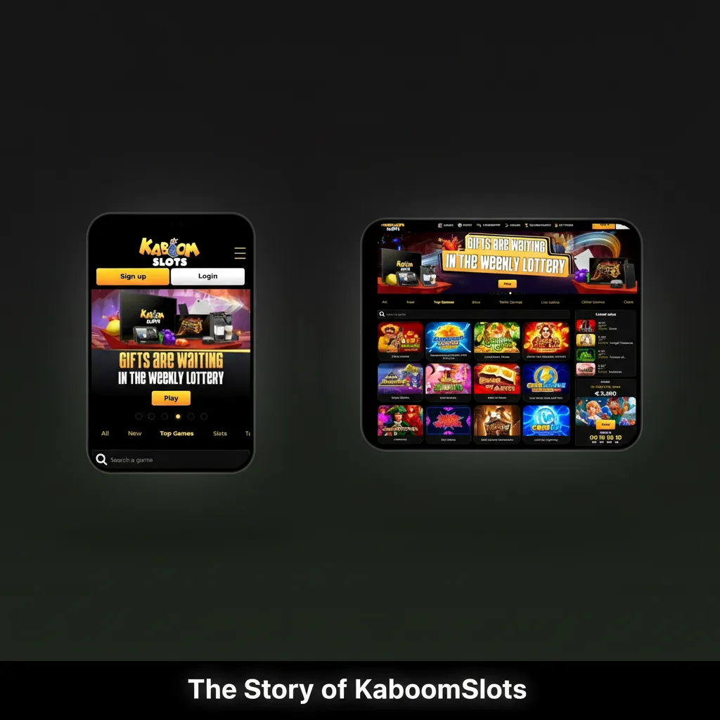 KaboomSlots story graphic: safe, licensed betting, founder-led team, UK growth, clear offers and compliance.