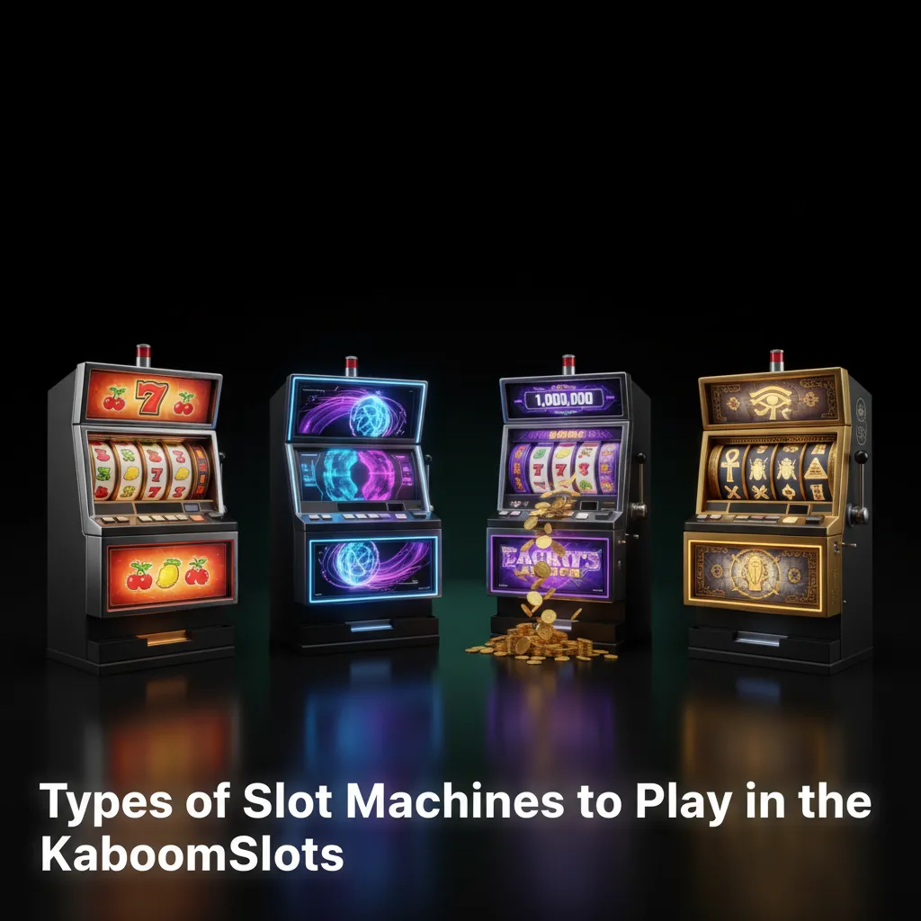 KaboomSlots slot types guide: Classic 3-reel, Video, Megaways, Progressive jackpots, Cluster Pays, Hold & Win.