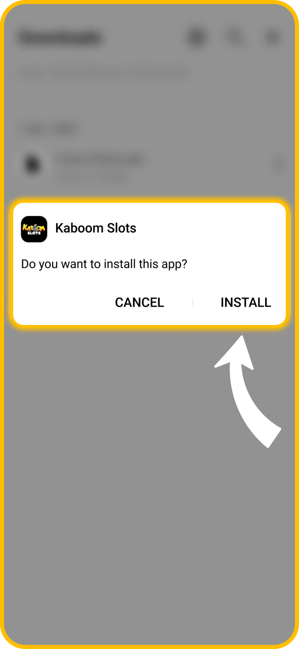 Complete the mobile installation process on KaboomSlots official app.