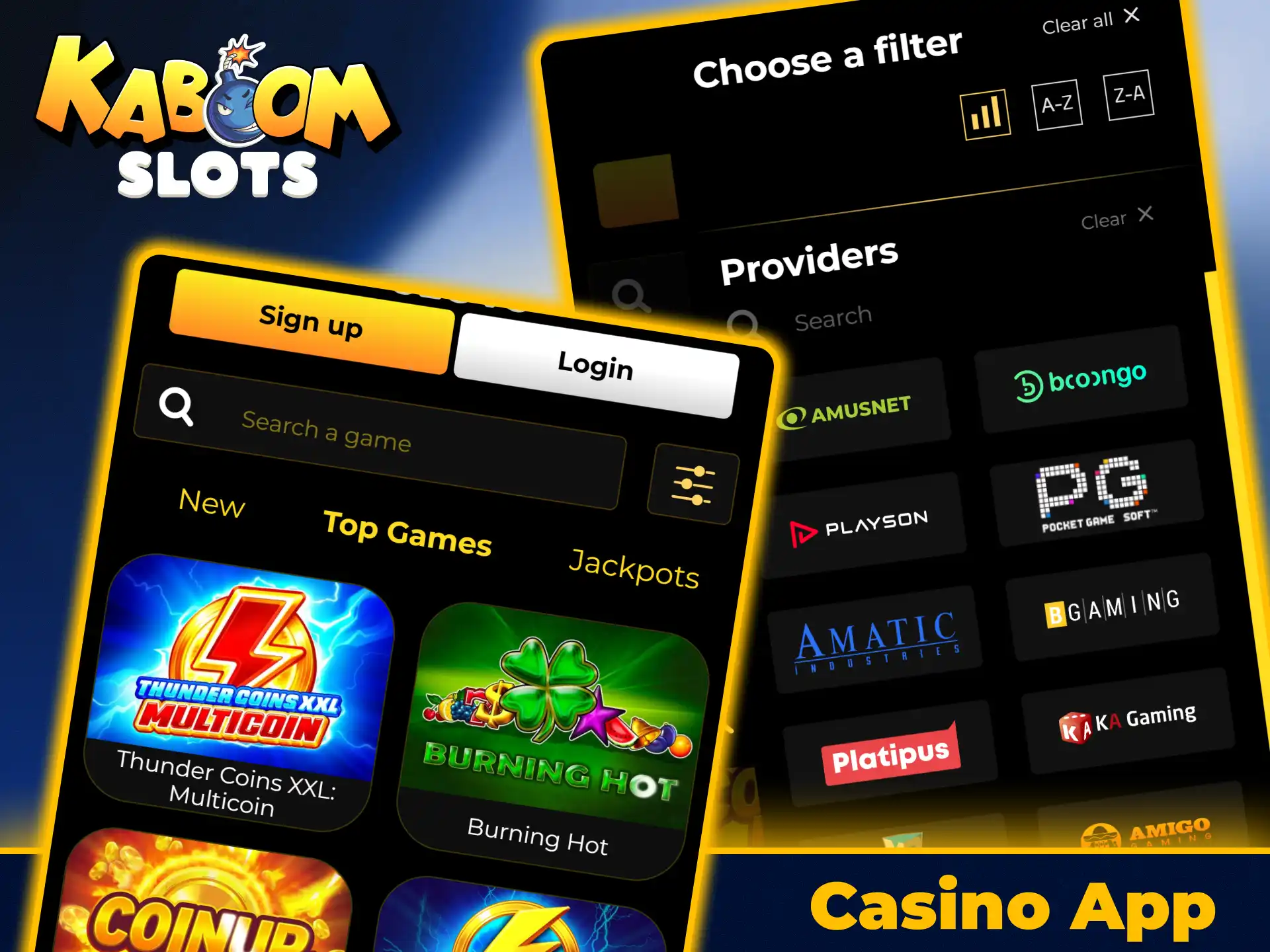Play real money casino games using KaboomSlots official app.