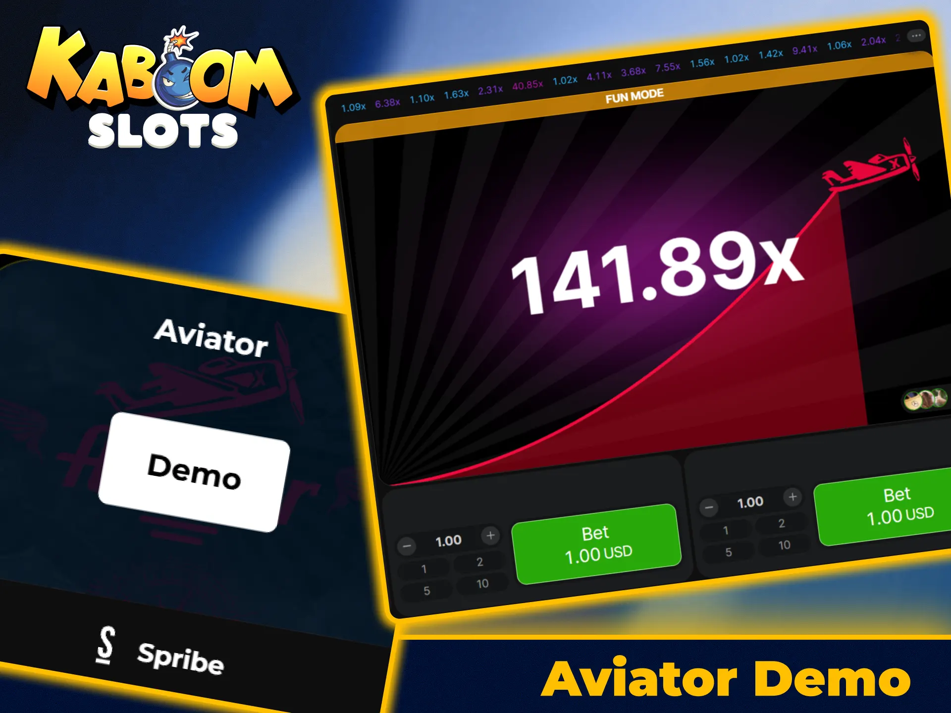 Try the free Aviator demo mode at KaboomSlots official casino.