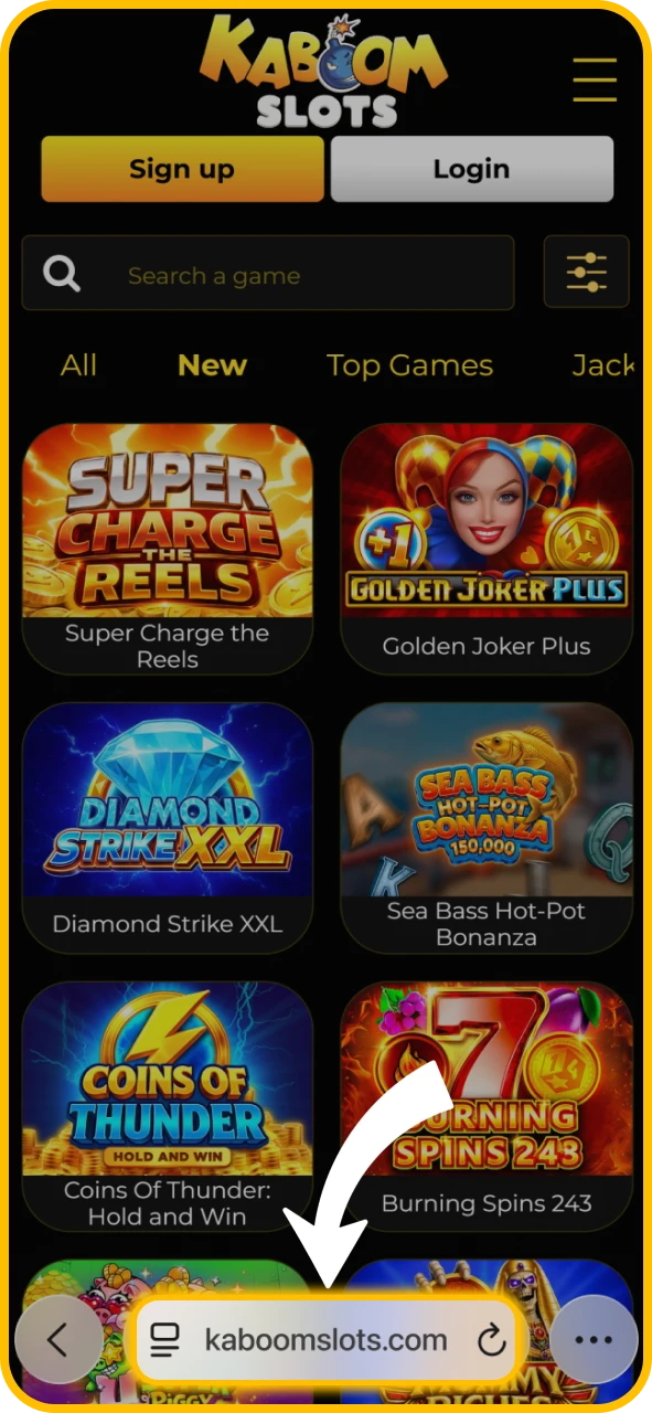 Open Safari to launch the game on KaboomSlots official site.