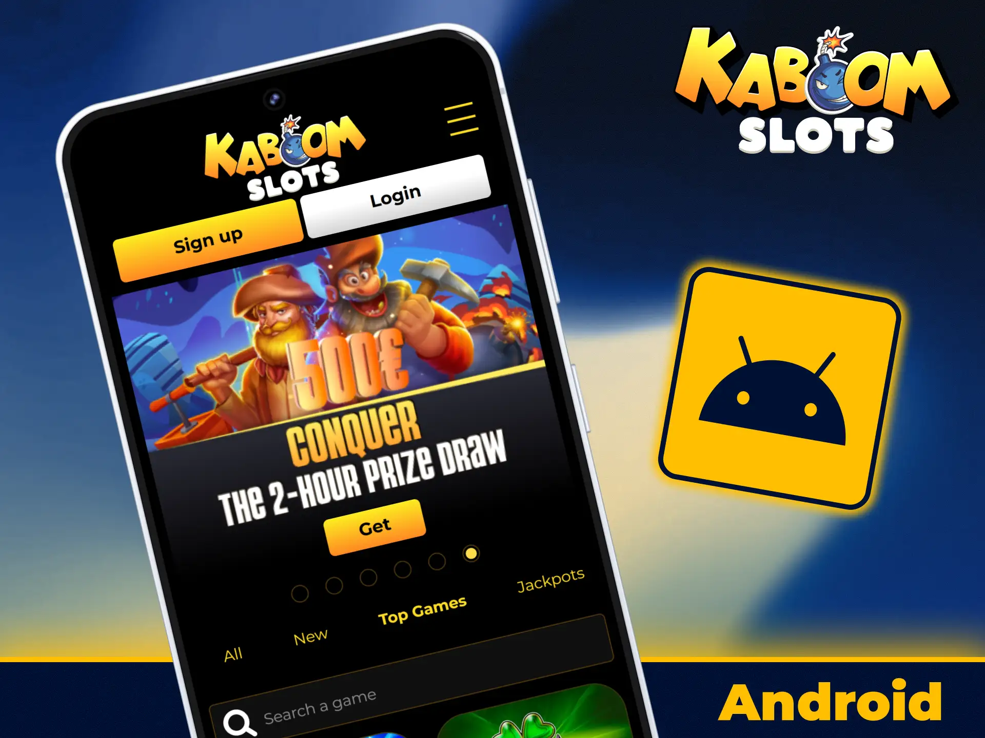 Download the mobile Android application from KaboomSlots official website today.
