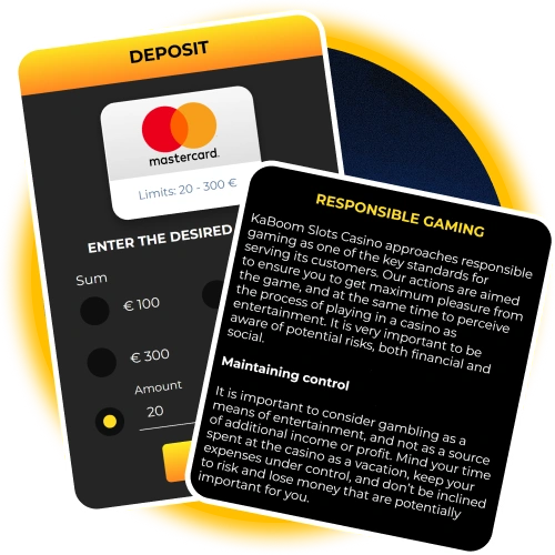 Set flexible deposit and gaming limits on KaboomSlots official site.