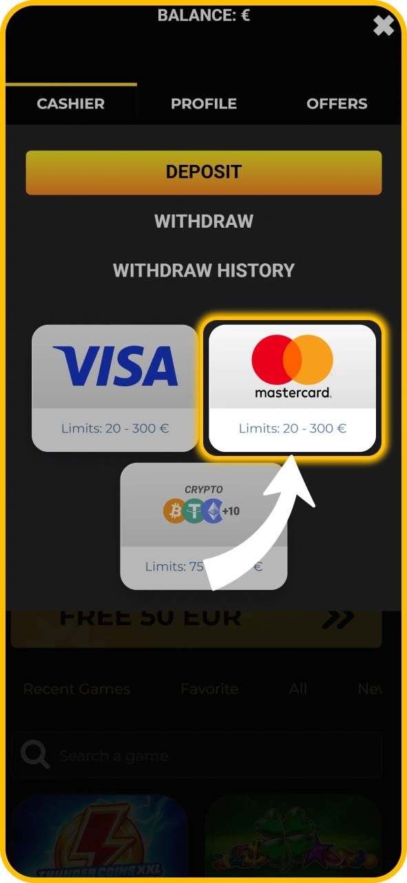 Deposit funds safely into account on KaboomSlots official UK platform.