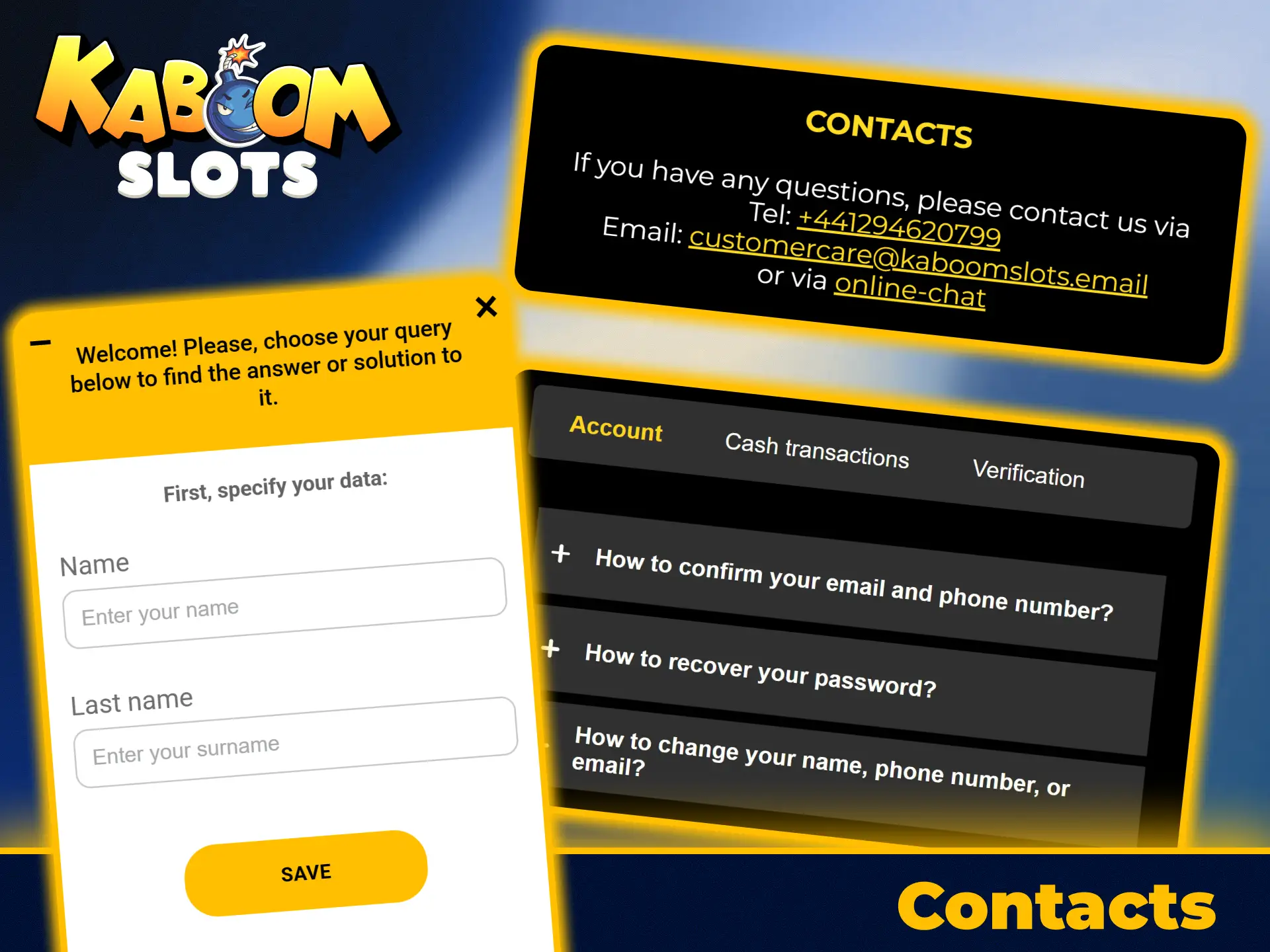 Reach 24 7 customer support assistance on KaboomSlots official platform.