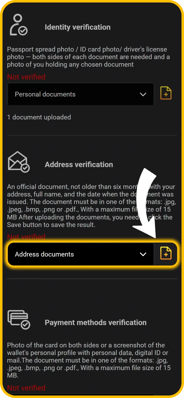 Submit proof of address documents on KaboomSlots official UK site.