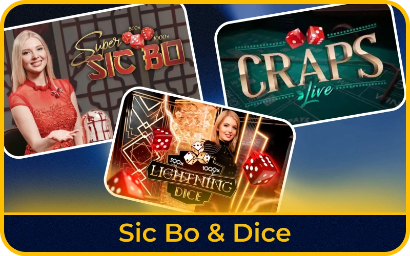 Play live dice and Sic Bo games on KaboomSlots official.