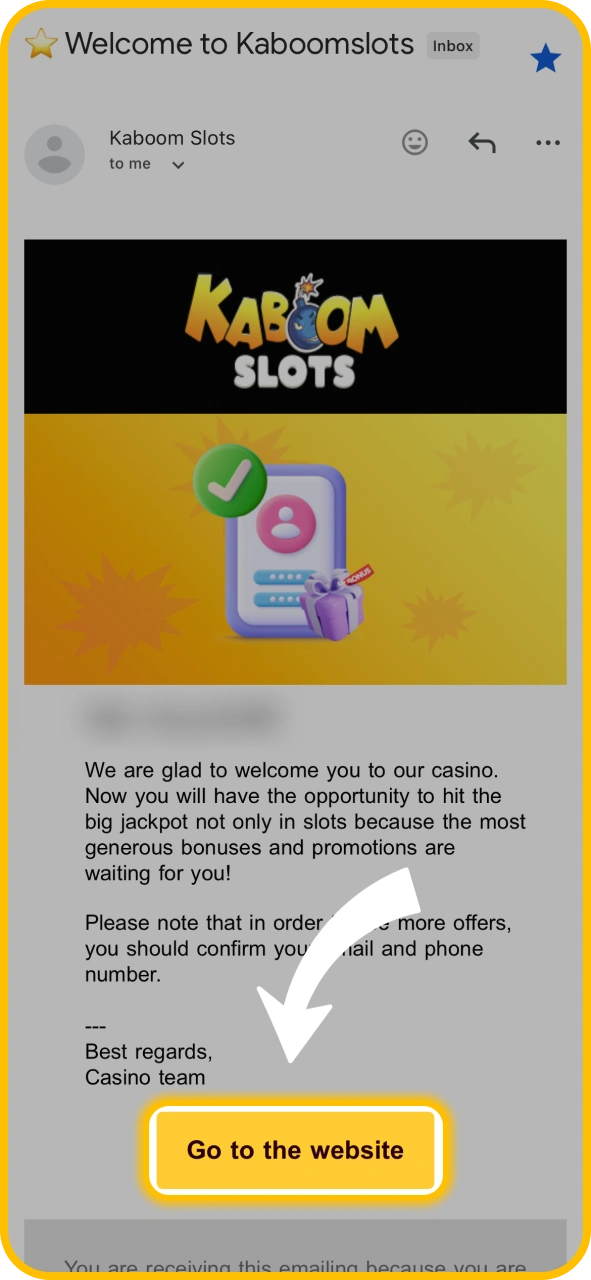 Confirm your contact details on KaboomSlots official user account.