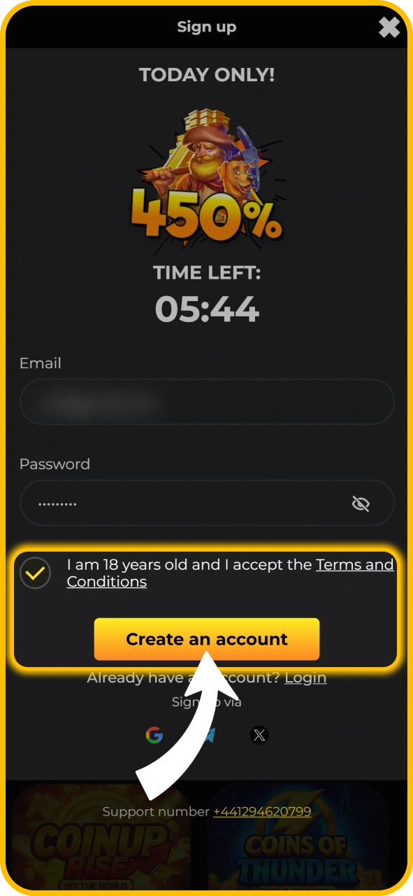 Finish setting up your account on KaboomSlots official website.
