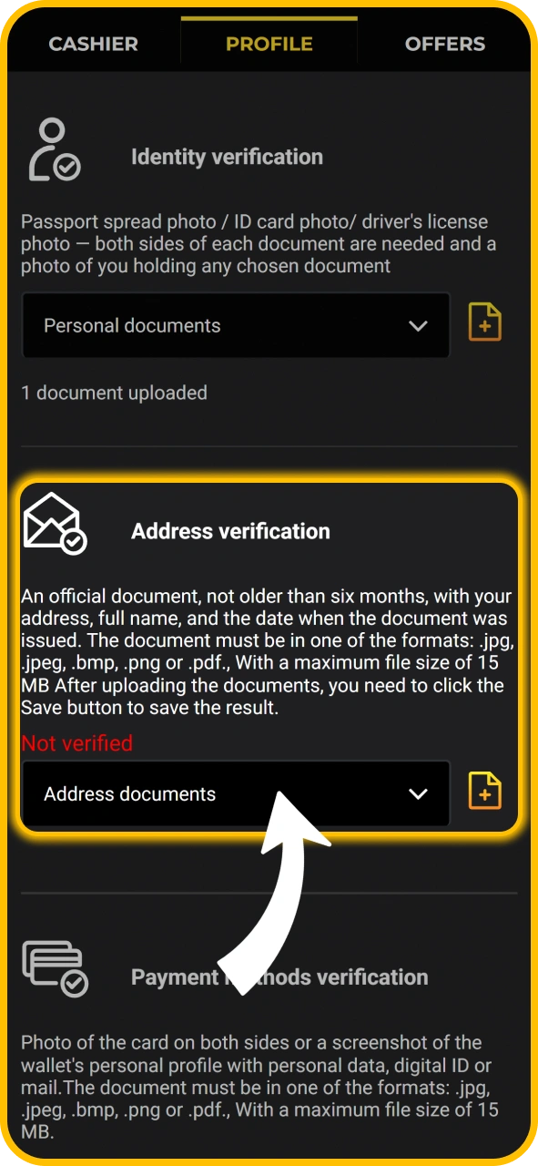 Provide proof of address for KaboomSlots official user verification.