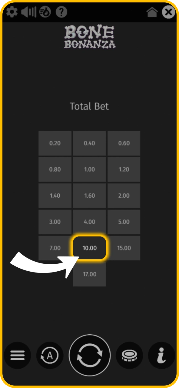 Adjust your bet stake easily on KaboomSlots official site.