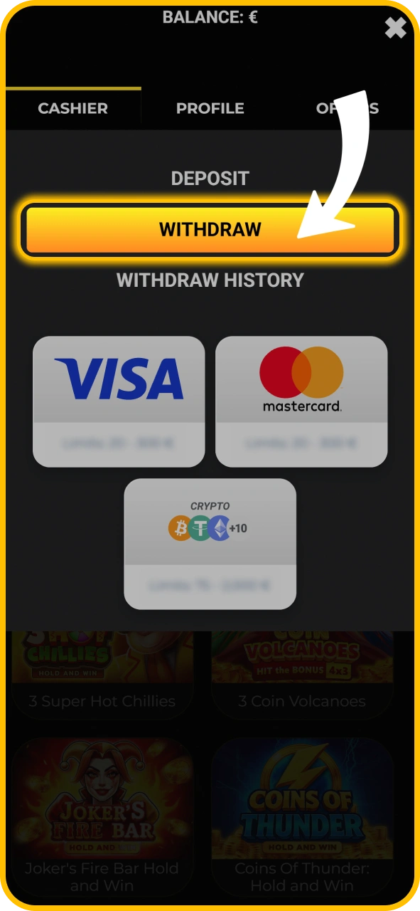 Withdraw your slot winnings easily on KaboomSlots official site.